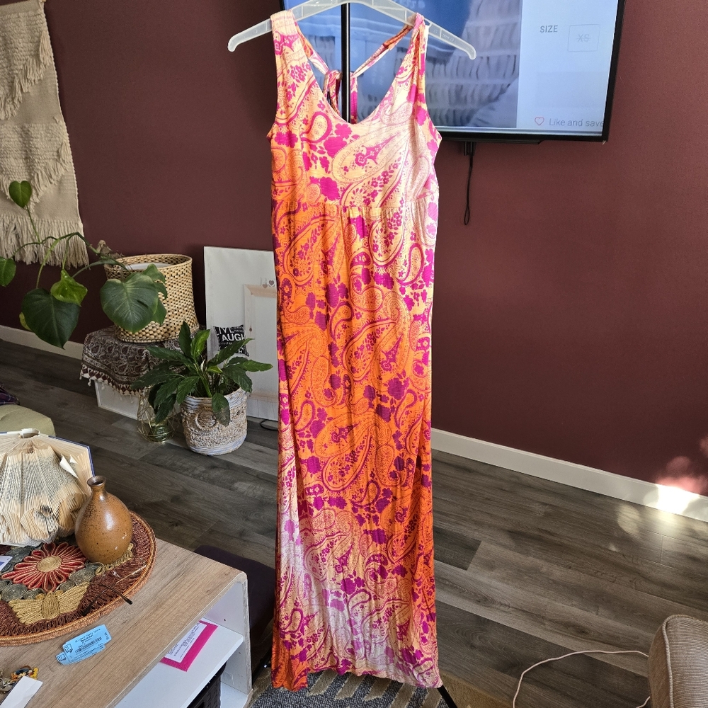 Tommy Bahama Floral Orange and Pink Maxi Dress - Picture 2 of 7